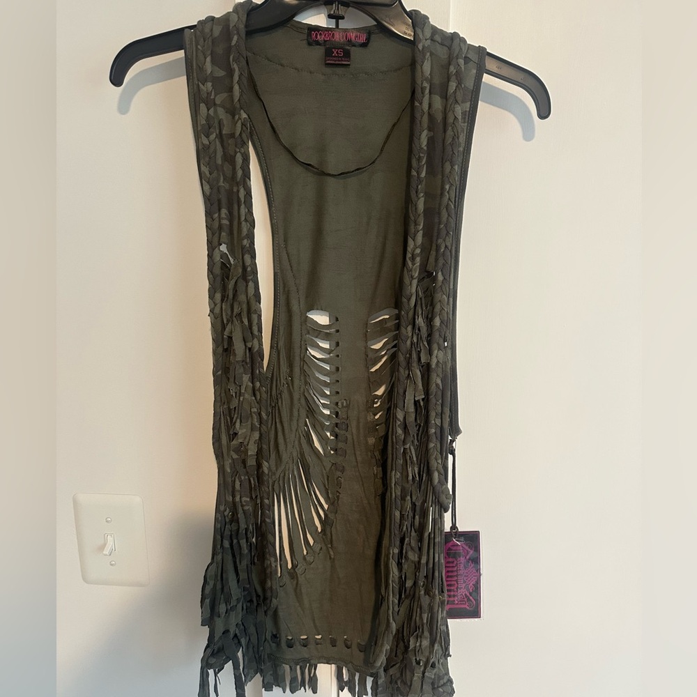Rock and Roll Cowgirl Camo Fringe Vest
